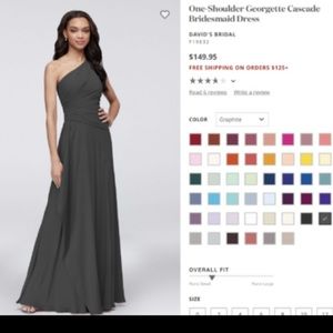 One shoulder georgette cascade dress in graphite size 14